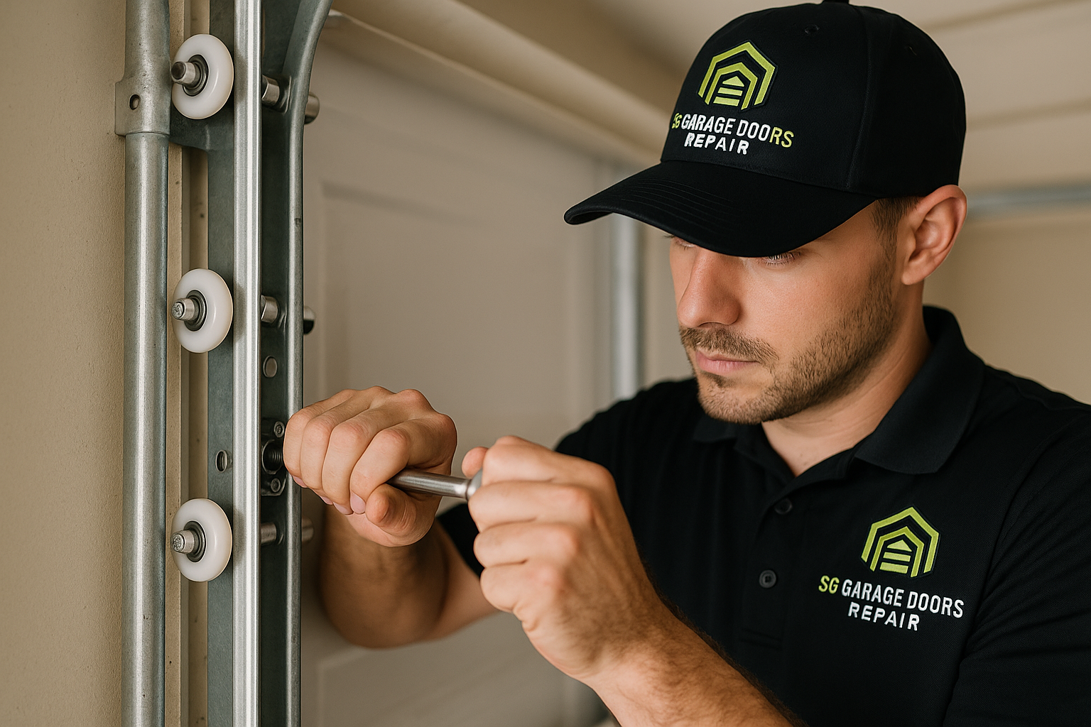Garage Door Track Repair in Hudson